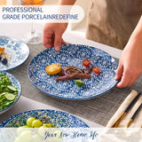 Porcelain Dinnerware Sets Service for 4, 12 pcs Hand drawn Plates and Bowls Sets, Handmade Ceramic Dish Set