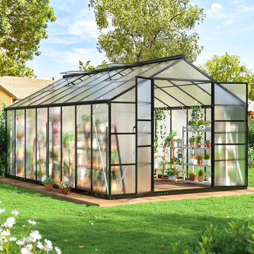 10X16 FT Walk-in Polycarbonate Heavy Duty Greenhouse