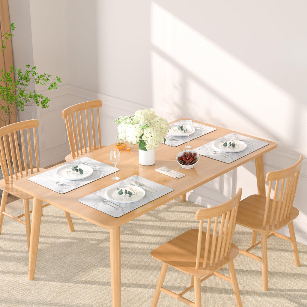 PU Leather Placemats Set of 4, 12"x18" Waterproof Table Mats, Marble