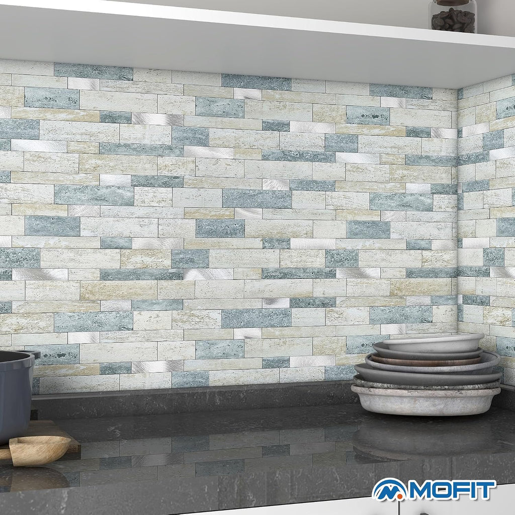 Peel Stick Backsplash Kitchen Wall Blue Green 10pcs