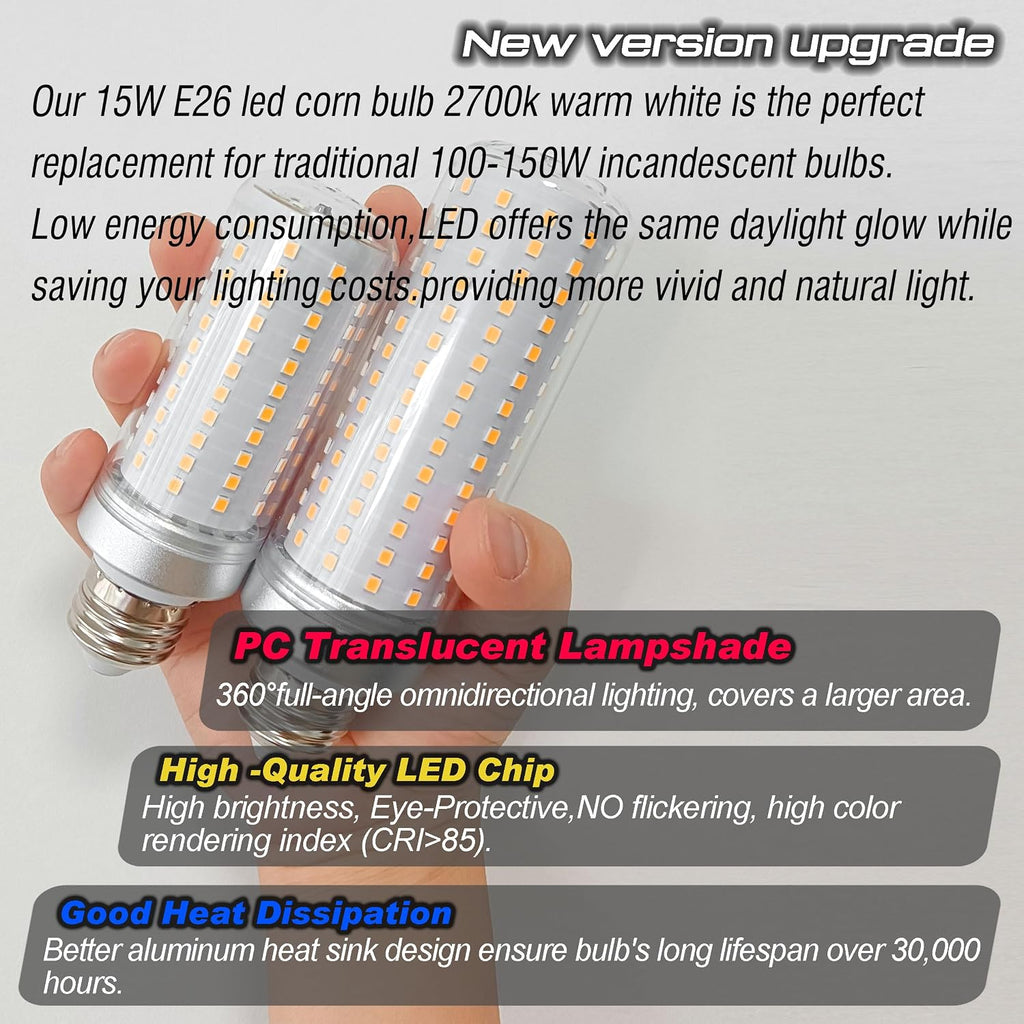 E26 LED Light Bulbs 150 Watt Equivalent 2000 lm,2700K Warm
