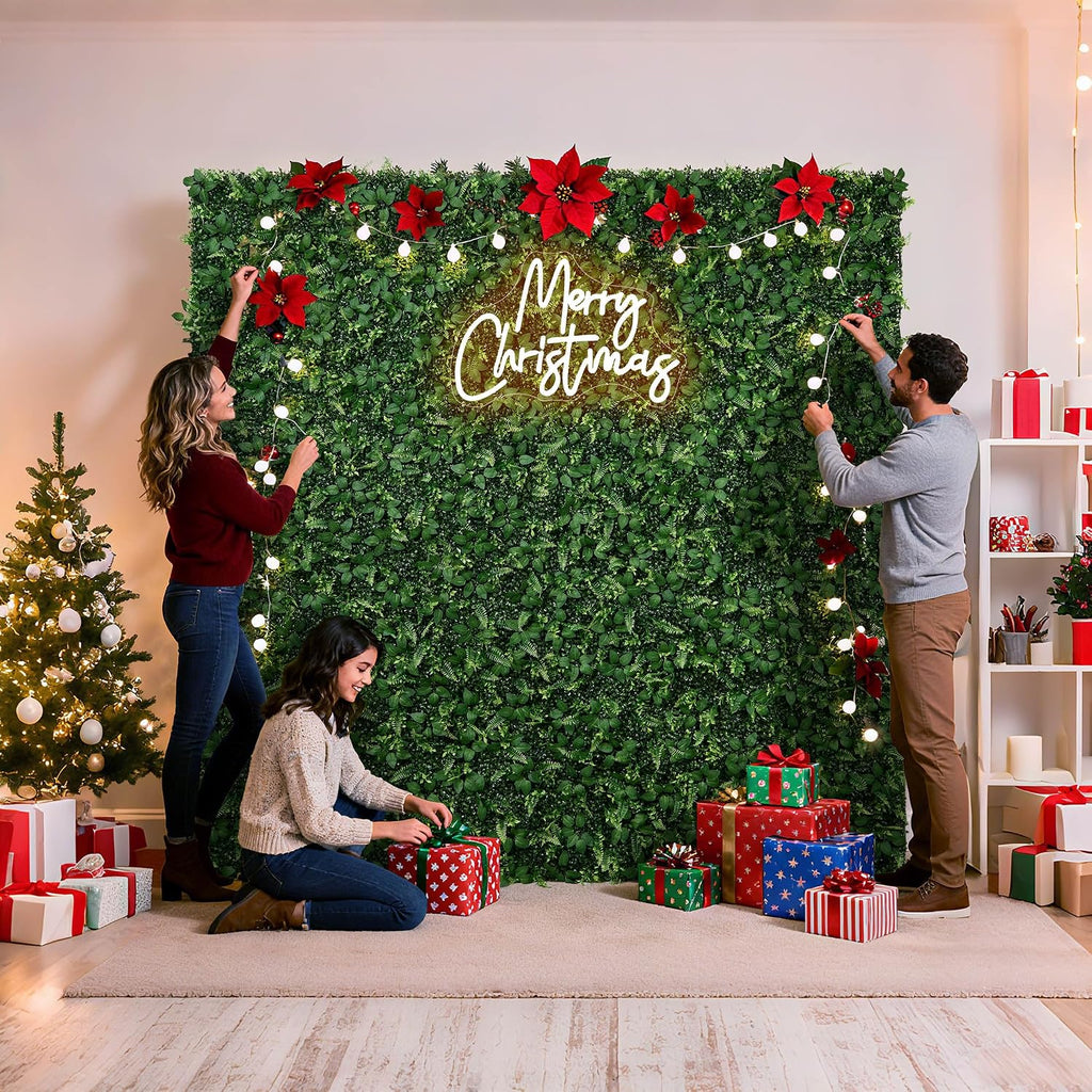 Artificial Flower Wall 8x8ft Green Grass Backdrop for Wedding, Baby Shower, Party, Birthday & Home Decor, Easy &