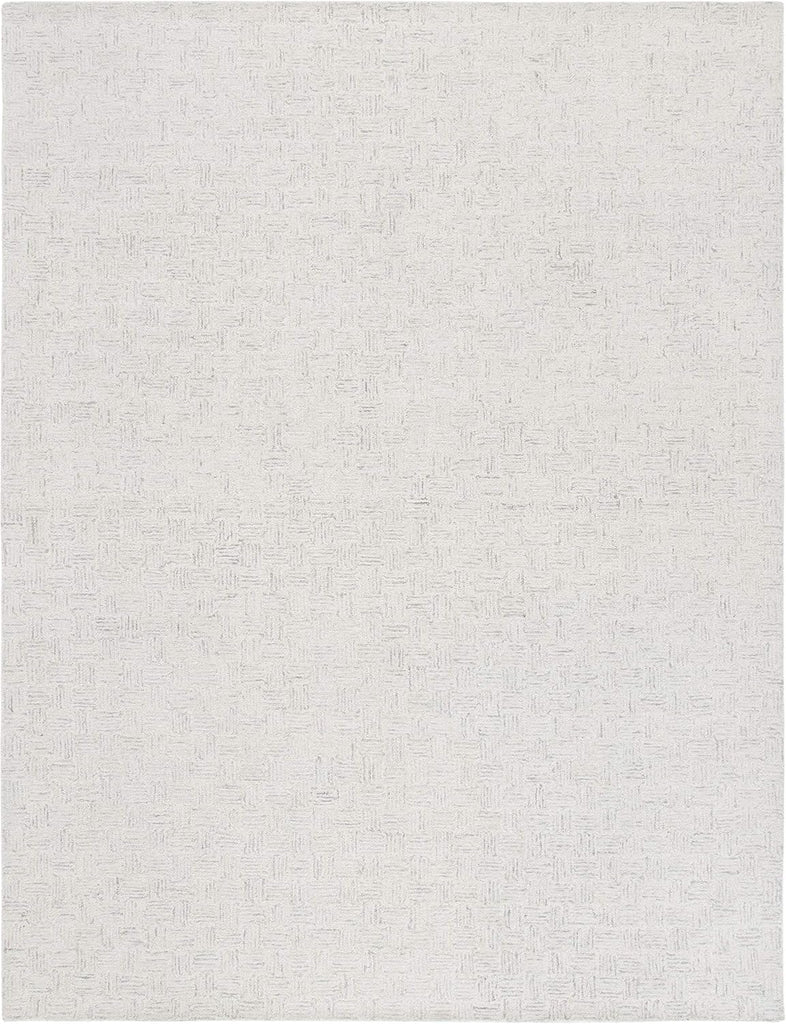 Area Rug 8x10 - Micro-Loop - Large - Light Grey & Ivory, Handmade Wool