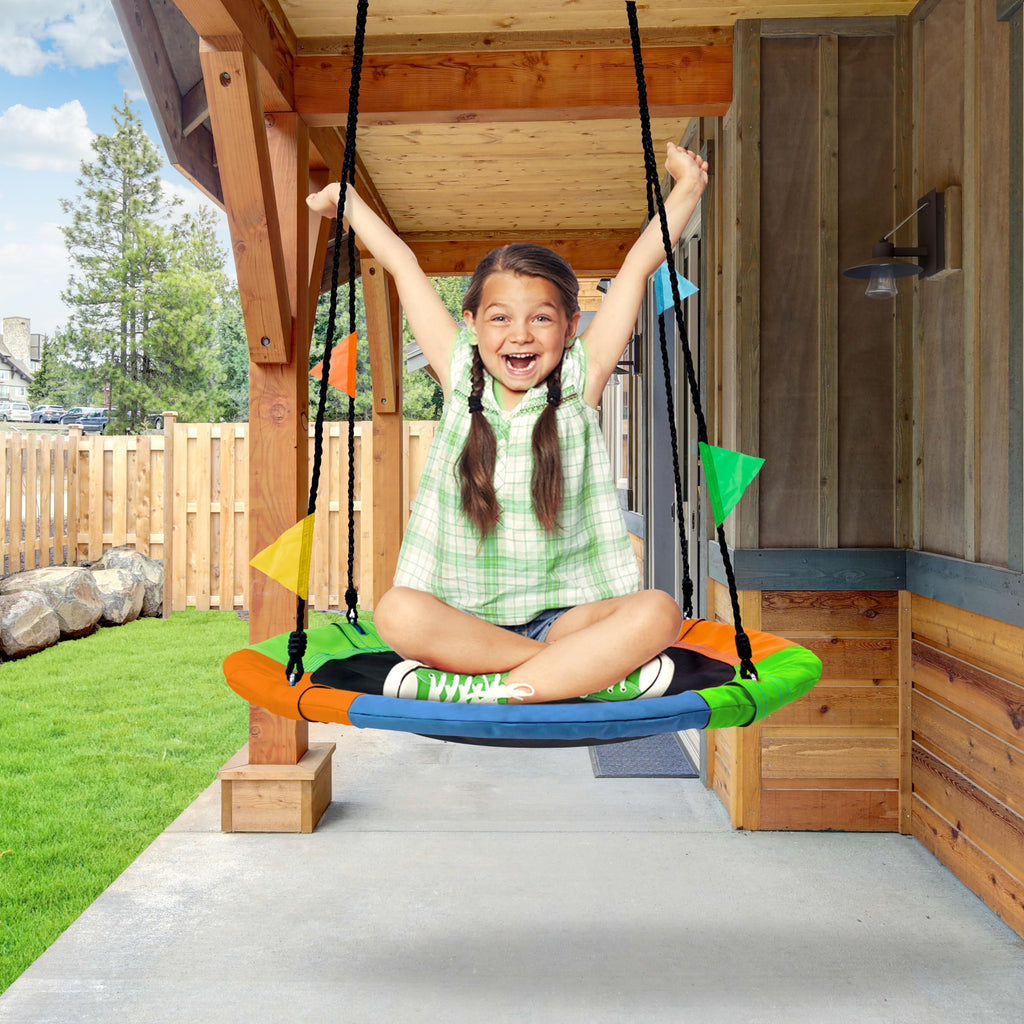 Saucer Swing, Kids Tree Glider with Adjustable Ropes (24 Inch)