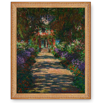 Pathway in Monet's Garden In Giverny by Claude Monet Framed Size:40.5x34.5 inches, Image Size:36x30 inches World