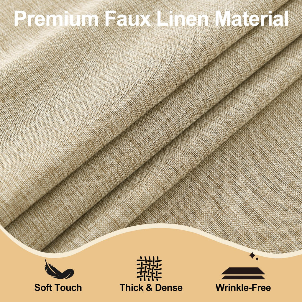 Round Table Cloth Faux Linen Farmhouse Tablecloth Wrinkle and Stain Resistant Decorative Fabric Table Cover, Parties