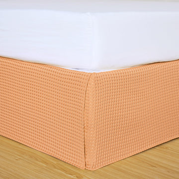 Pleated Waffle Weave Bed Skirt, Tailored Dust Ruffle Easy Fit 14-Inch Drop, Machine Washable (California King - 14"