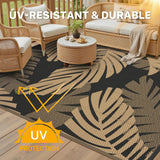Waterproof Outdoor Rug 9' x 12' for Patio Decor, Reversible Plastic Straw Area Rugs for Camping Clea