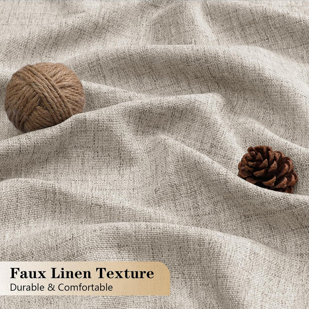 2 Panels Kitchen Curtains 36 Inch Length, Faux Linen Textured Small Cafe Window Curtain Over Sink, Light Filtering