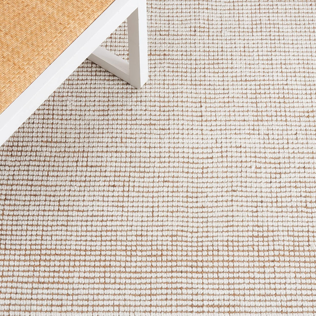Natural Fiber Area Rug - 10' x 14', Ivory & Natural, Handmade Woven Farmhouse Fringe Jute