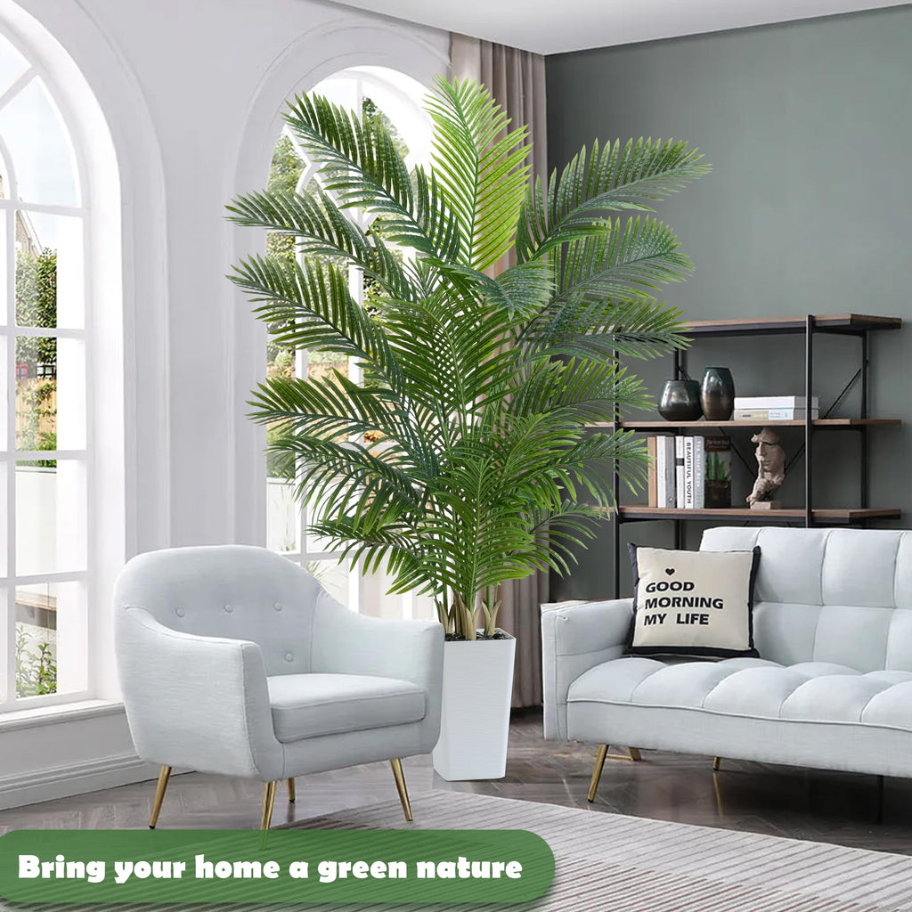 Artificial Palm Tree, 6FT Tall Faux Plants Indoor with White Planter