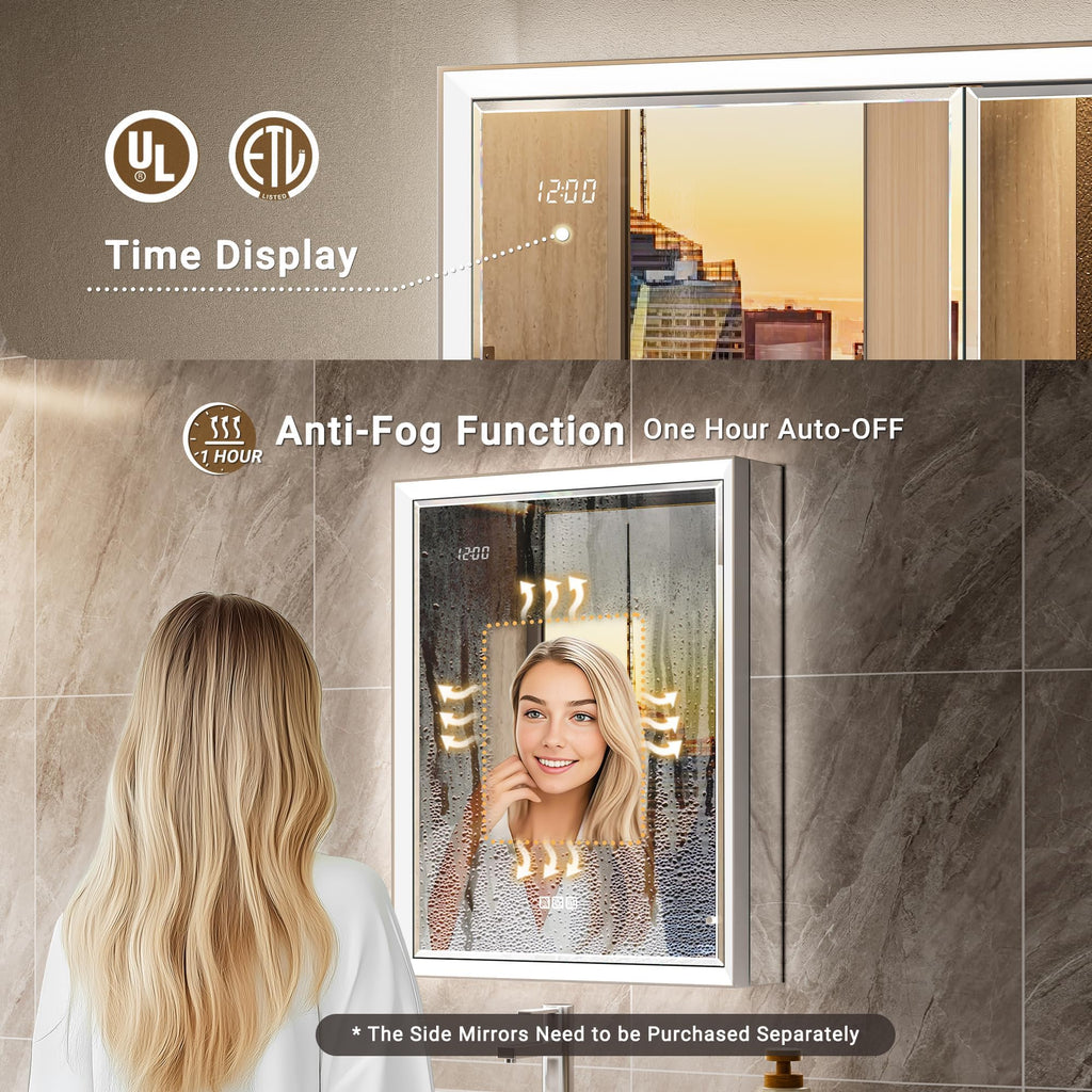 Beveled Lighted Medicine Cabinet with Mirror & Lights -20x26 Surface or Recessed Mirrored Medicine Cabinet with