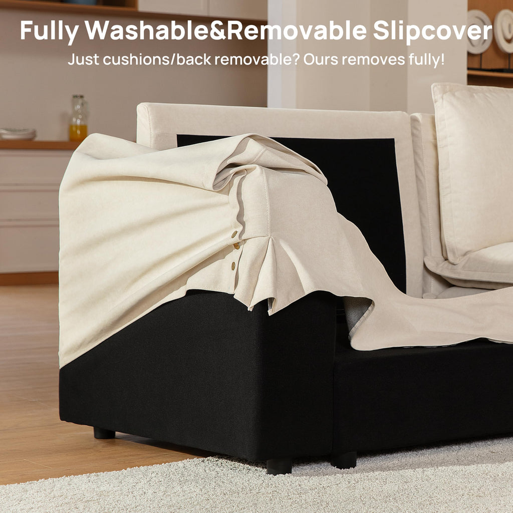 125" Washable Oversize Modular Sectional Sofa Couches, Beige