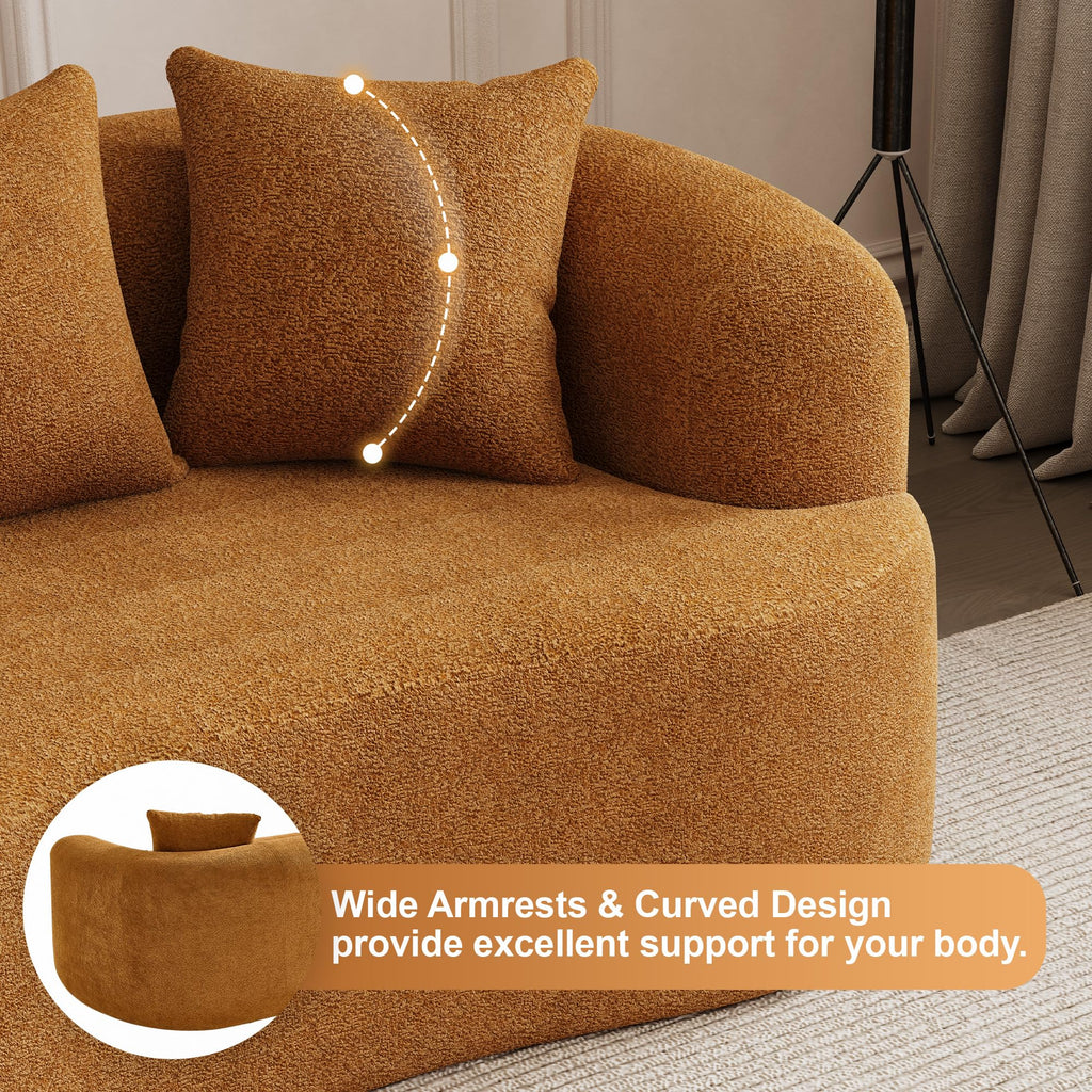 69" Modern Curved Cloud Loveseat, Orange