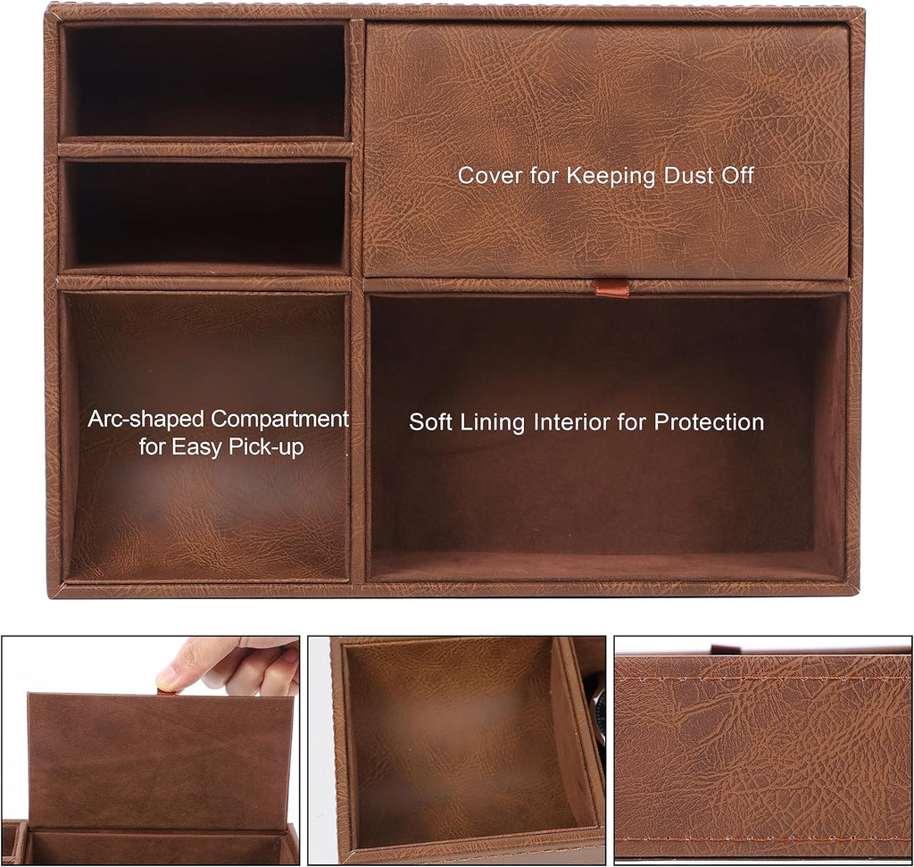 Men's Valet Tray, 5 Compartments, Brown