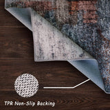 6x9 Washable Abstract Area Rug, Soft Non-Slip Carpet for Living Room Bedroom Grey Rust