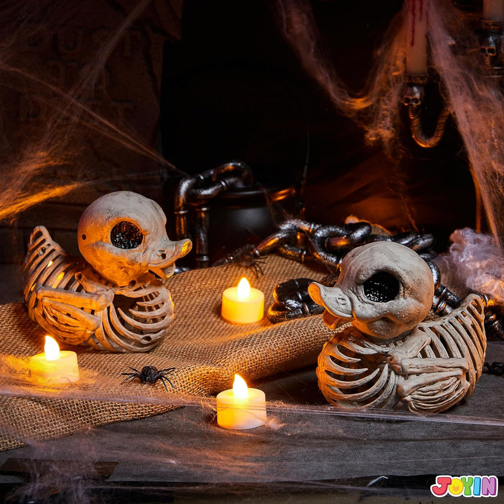 4.5" Duck Skeleton Plastic Bones Halloween Decorations for Spooky Animal Courtyard Halloween Graveyard Decor - Set of 2