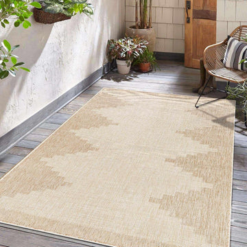 Eris Outdoor Area Rug - Outside Porch Patio Rug Carpet - No Pile Rug - Waterproof Rug - Geometric - 