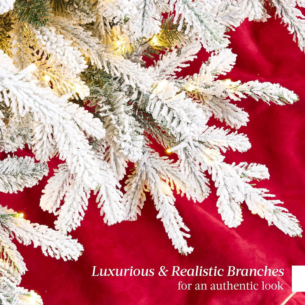 Full Flocked Aspen Christmas Tree, Pre-lit Noble Fir w/ 1,500 Super Bright Twinkling Micro LED Lights, 2-in-1