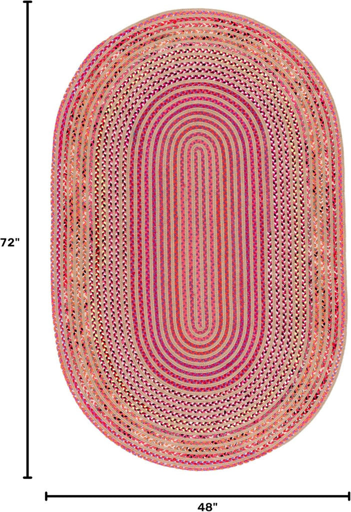 Braided Oval Rug 4x6, Brown & Red BRA861P