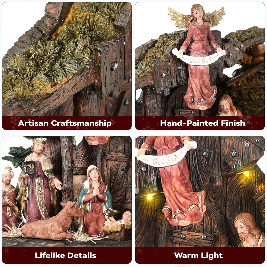 20" Lighted Nativity Sets & Figures, 12pcs Large Nativity Set