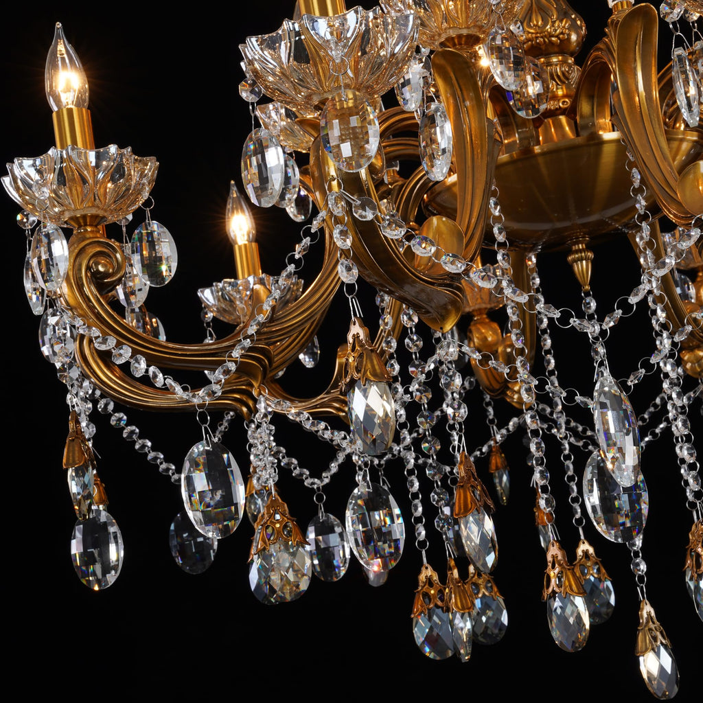 Antique Gold Bronze Crystal Chandeliers Candle Style Hanging Light