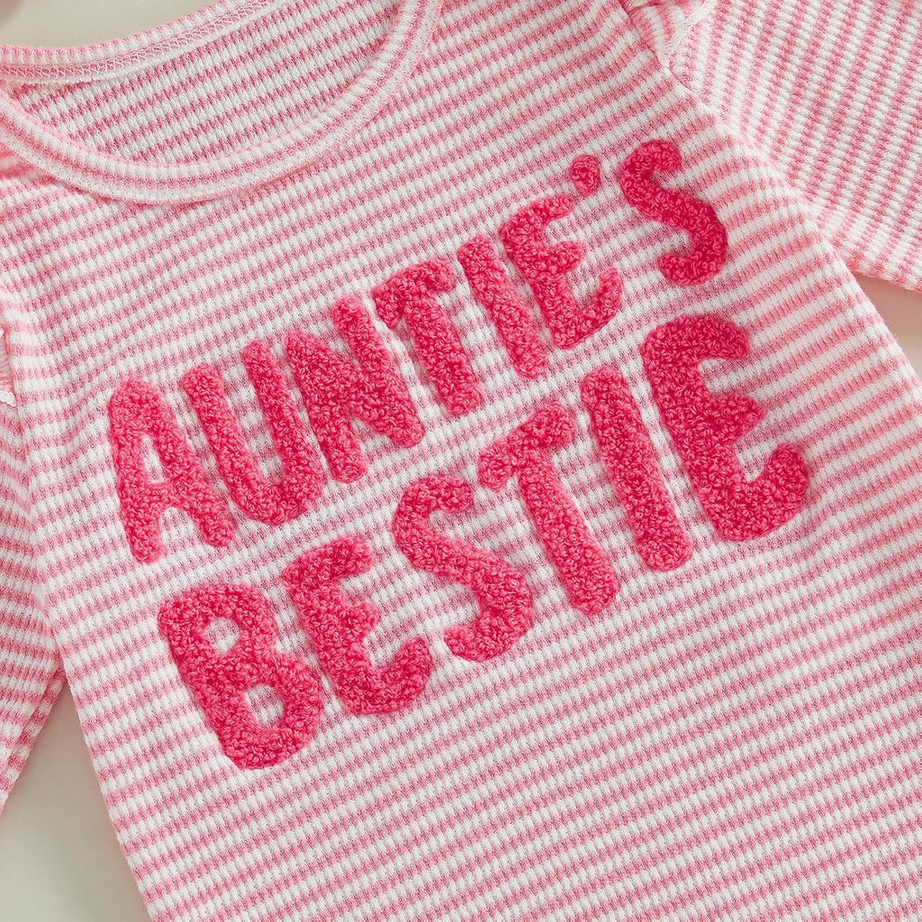 Aunties Bestie Baby Clothes Girl Romper Bell Bottoms Pants Set