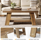 Farmhouse Coffee Tables, 47.24" Rectangle Coffee Tables with Storage Shelves, Rustic Wooden Center Table...