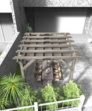 10 X 12 FT Wood Pergola, Solid Structure, Retractable Shade Canopy, Outdoor Wooden Pergola