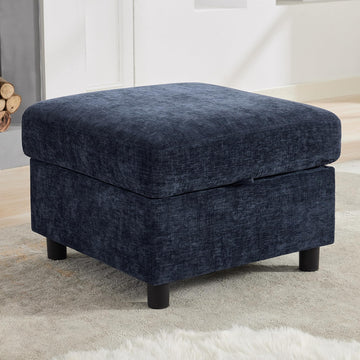 Modular Sectional Couch with Storage, 25'' Storage Sofa Ottoman, Navy