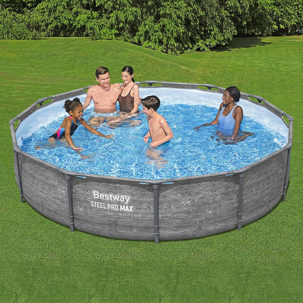 Steel Pro MAX 12' x 30" Above Ground Pool, Round Metal Frame Outdoor Swimming Pool Set with Filter Pump, Stacked