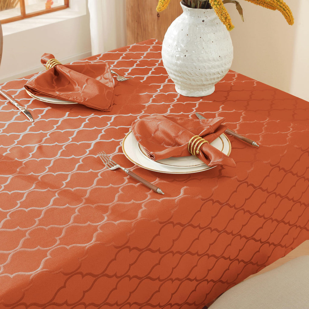 Fall Thanksgiving Tablecloth, Jacquard Rectangle, Rust/Burnt Orange
