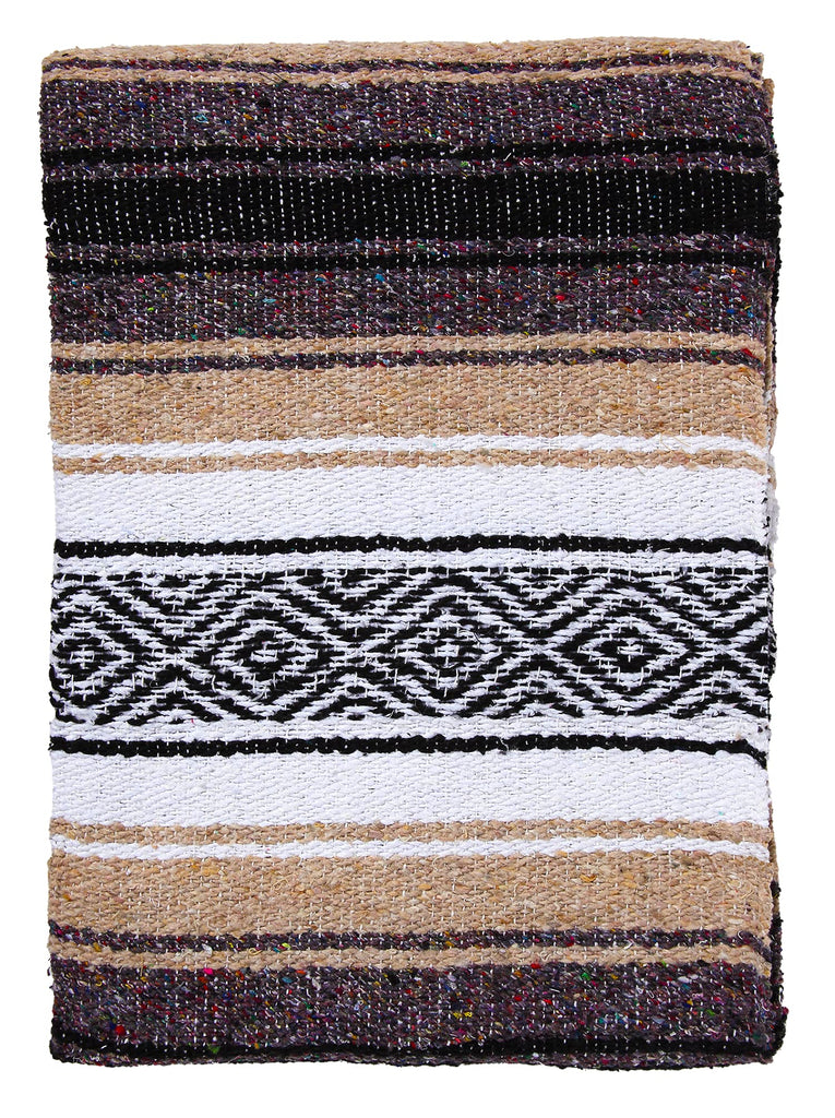 Mexican Yoga Blanket - Colorful Falsa Serape Throw for Yoga, Beach, Picnic, Saddle, or Home Décor - Soft Woven Boho