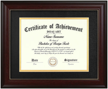 8.5x11 Diploma Frame with Black Over Gold Mat Classic Mahogany