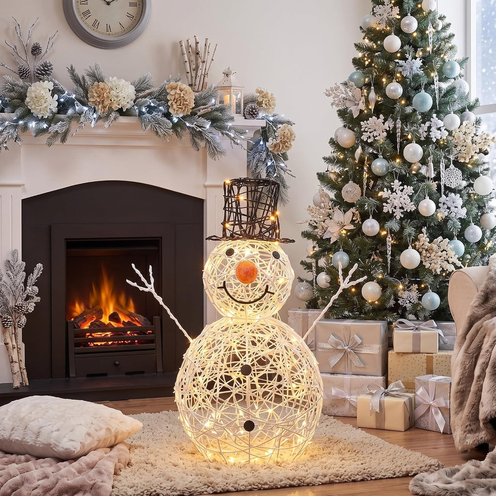 Christmas Snowman Outdoor Decoration Lighted Metal Wire