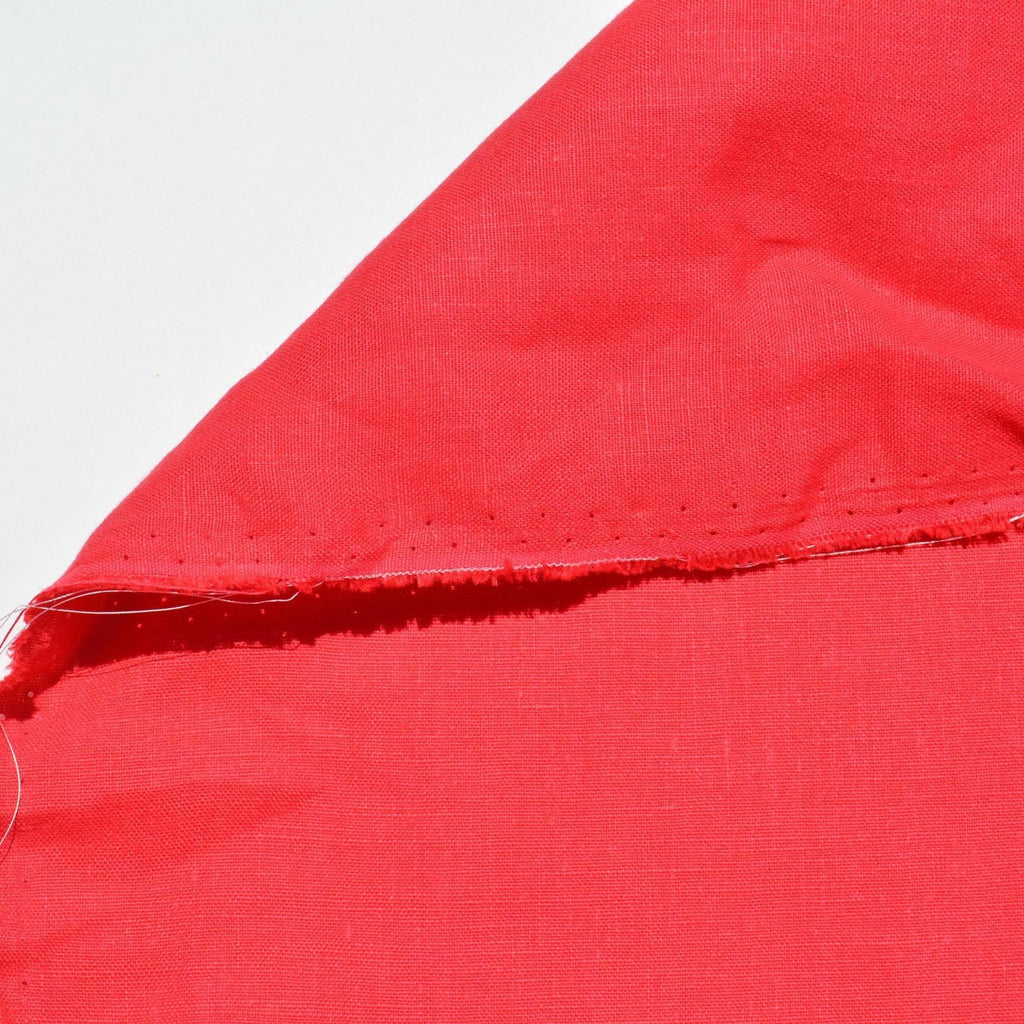 100% Linen Fabric by the Yard | Red Linen Fabric | Midweight Solid Weave 55 Inch Wide | Linen Material for Dresses