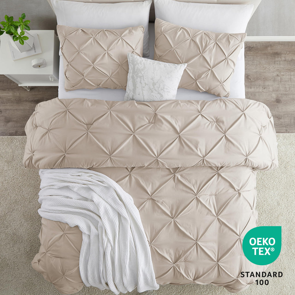 Duvet Cover Set Linen - Soft Double Brushed Duvet Set with Button Closure & Corner Ties, 2 Piece Luxurious Pinch