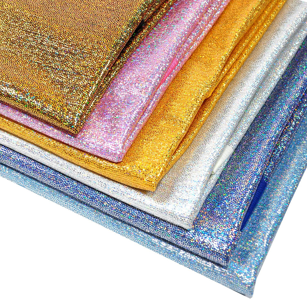 Shattered Glass Hologram Fabric By The Yard Width 58Inches (Blue/Silver 1yard)