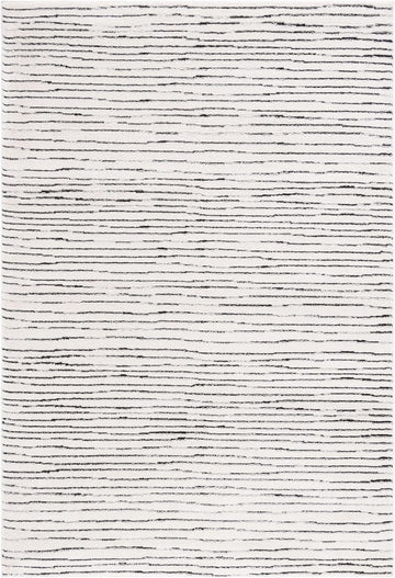 Melody Collection Area Rug, Ivory & Black, Stripe Design, Non-Shedding & Easy Care, Ideal for High