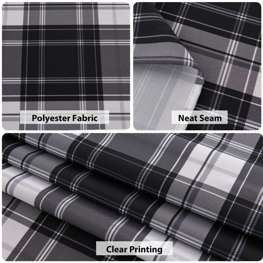 Waterproof Rectangle Gingham Tablecloth, 52 x 70 Inch, Black
