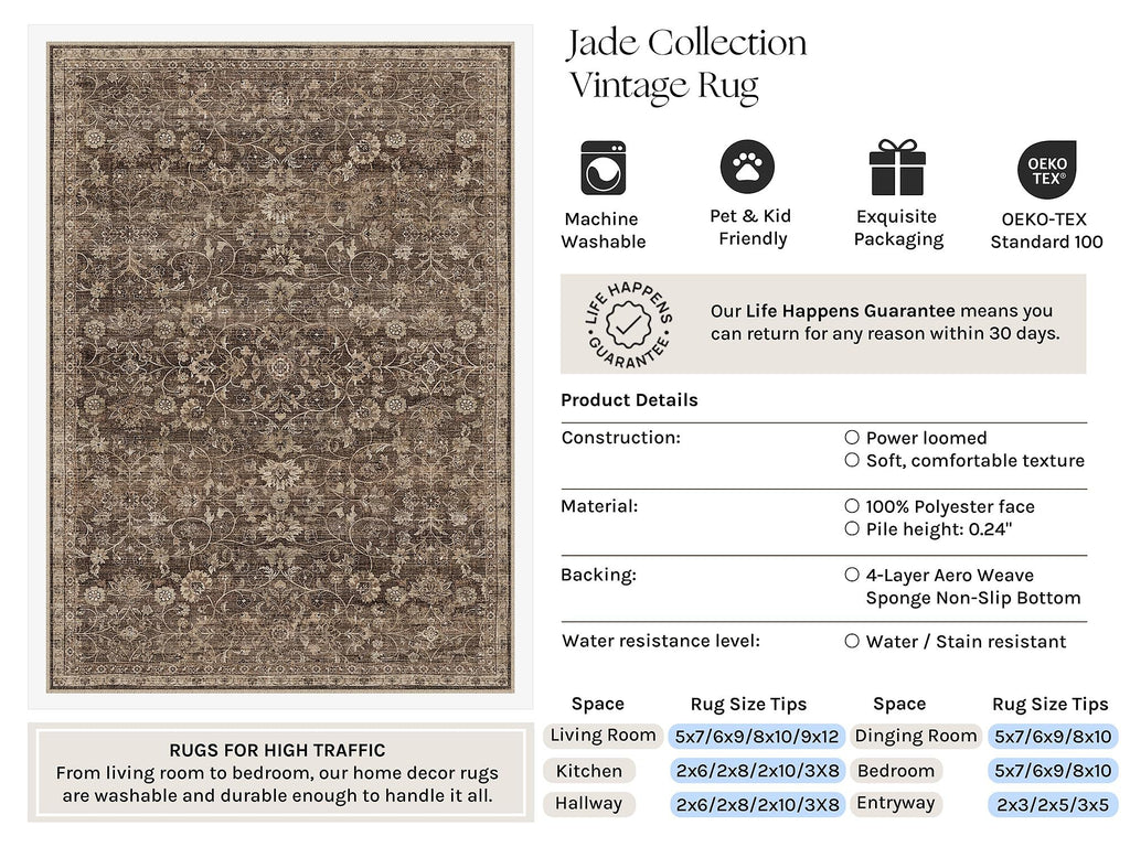 Brown 2x6 Runner Rugs Vintage Washable Rug