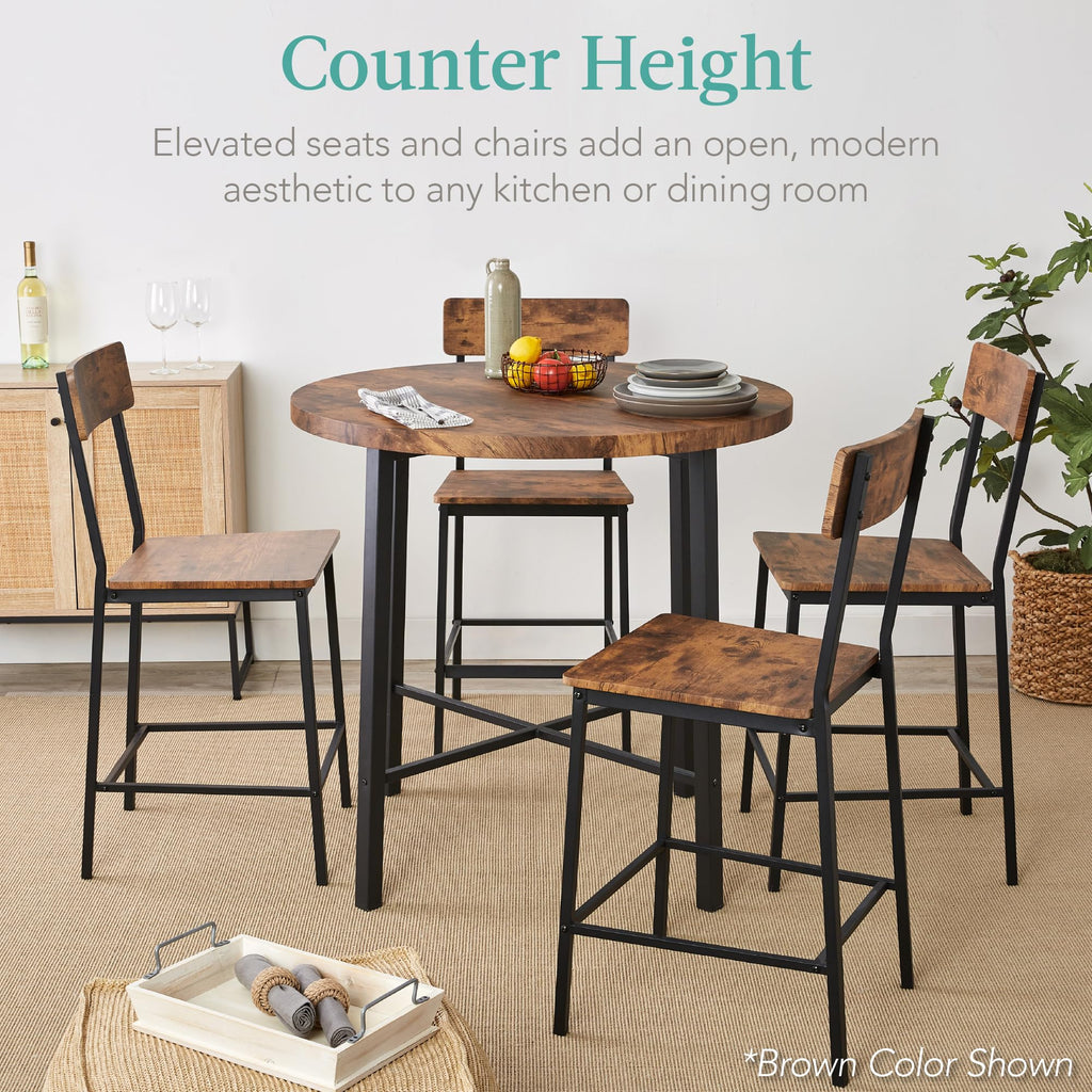 Choice Products 5-Piece Modern Round Counter Height Dining Set Kitchen, Dining Room w/ 4 Chairs, 1.5in Thick Table