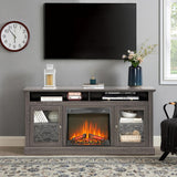 23" Electric Fireplace Insert, Fireplace Heater with Remote, Adjustable 4 Flame Brightness, Log Set, Low Noise