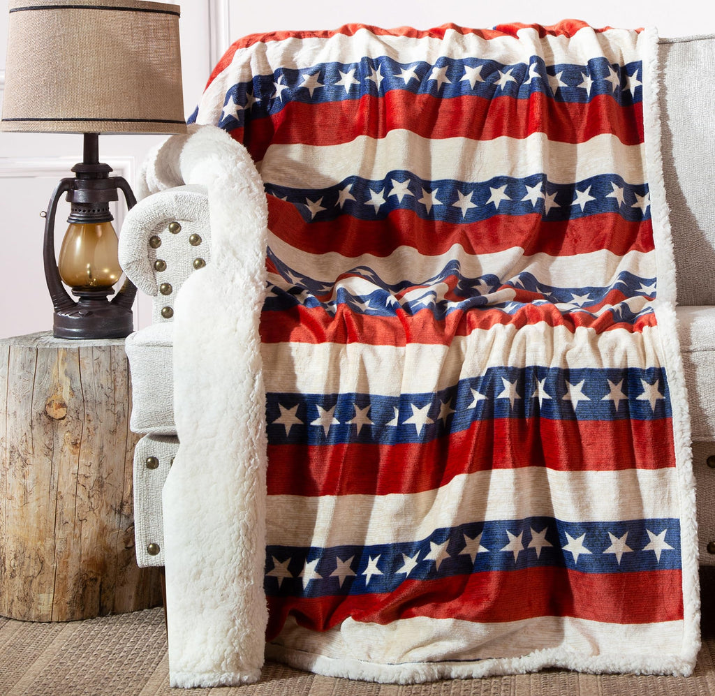 Ultra Premium Super Soft Plush Sherpa Fleece Oversized Throw Blanket 54" x 68", Americana