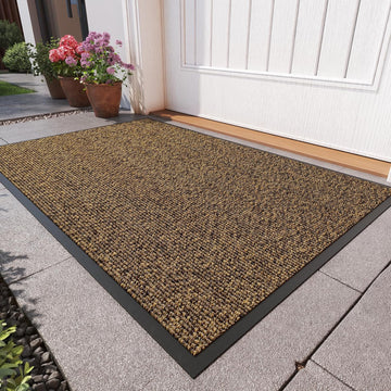 Dirt Trapper Door Mat, 24"x35" Front Door Mat Outside Entrance Brown | Heavy Duty Doormat, Non Slip Entryway Mat