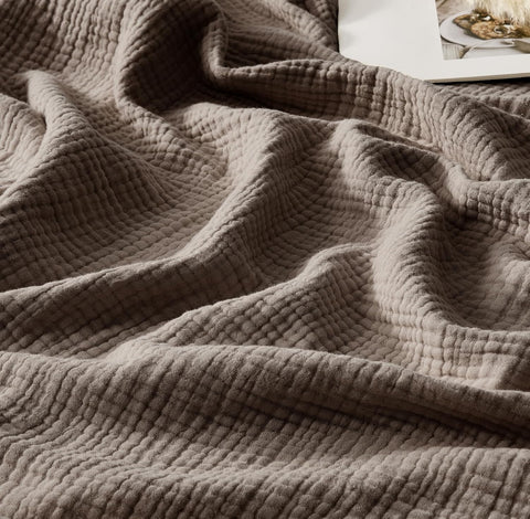 Muslin Throw Blanket 100% Cotton Blankets 4-Layer Breathable Lightweight Soft