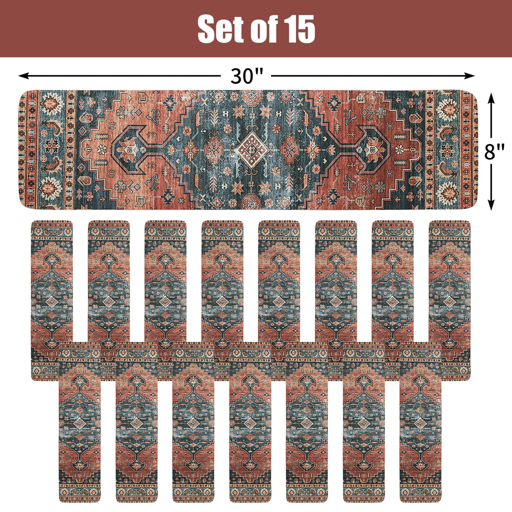 Non-Slip Carpet for Wooden Steps Set of 15, 30"X8" Indoor Stair Runner Extra Slip Resistant Stair Rugs Rubber Safety
