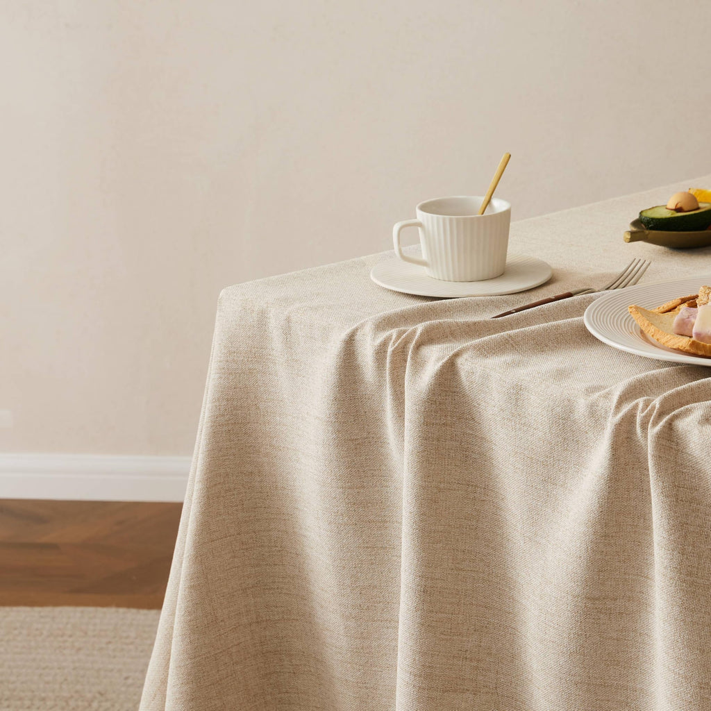 Tassel Linen Round Table Cloth, Natural 60 Inch