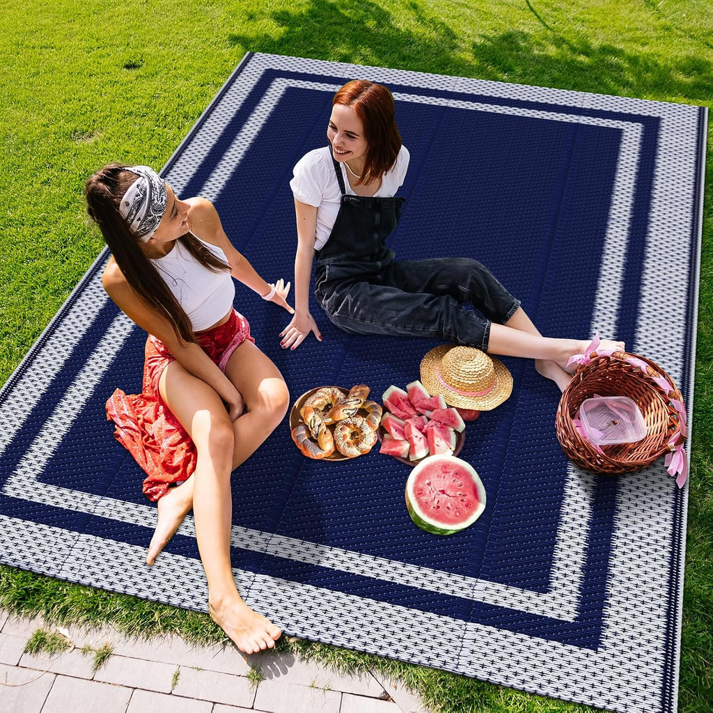 Outdoor Rug, Waterproof Reversible Patio Rugs, Large Outdoor Area Rug Foldable Plastic Camping Rugs for