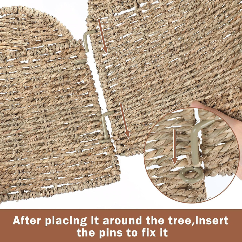 24" Woven Rattan Christmas Tree Collar Scallop Edge Farmhouse